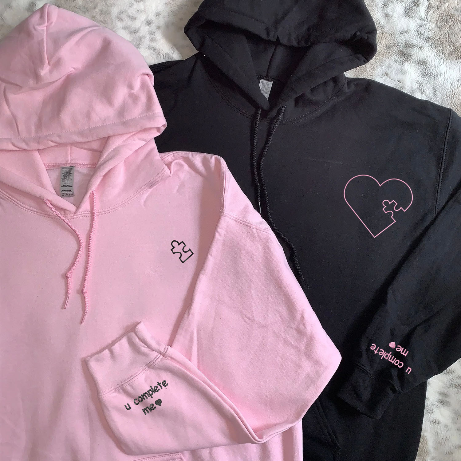 Custom Embroidered Boyfriend and Girlfriend Matching Hoodies for Couples, Personalized Couple Sweatshirt, Couple Embroidered Sweatshirt, Valentine's Day Gifts Idea For Him Her cartiiva