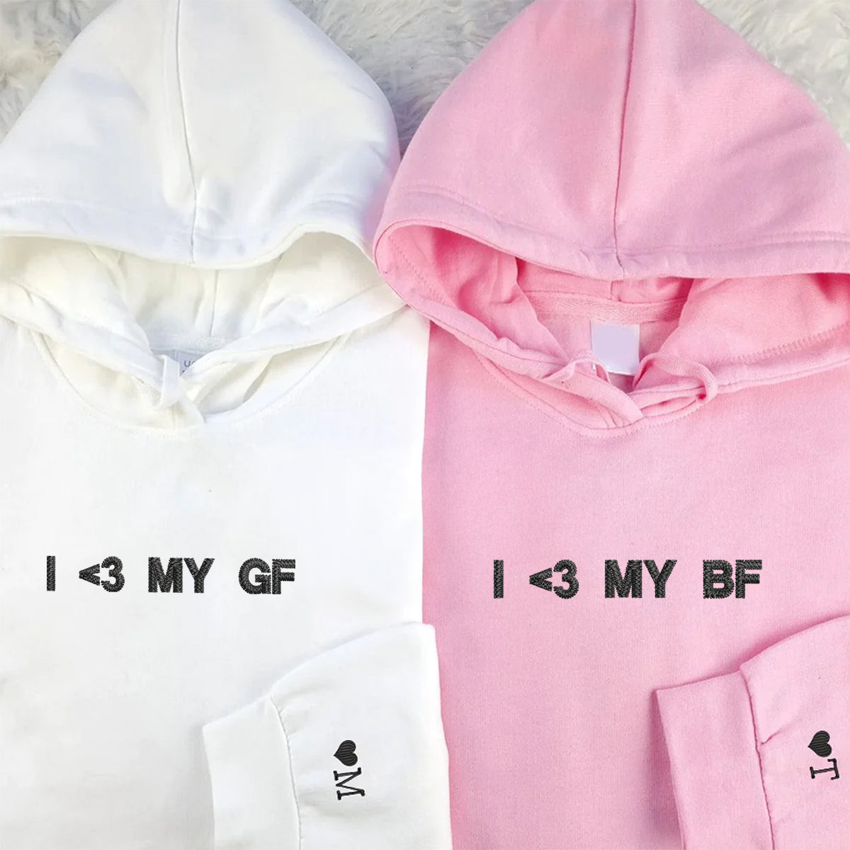 Custom Embroidered I Love My Gf Bf Matching Hoodies for Couples, Personalized Couple Sweatshirt, Couple Embroidered Sweatshirt, Valentine's Day Gifts Idea For Him Her cartiiva